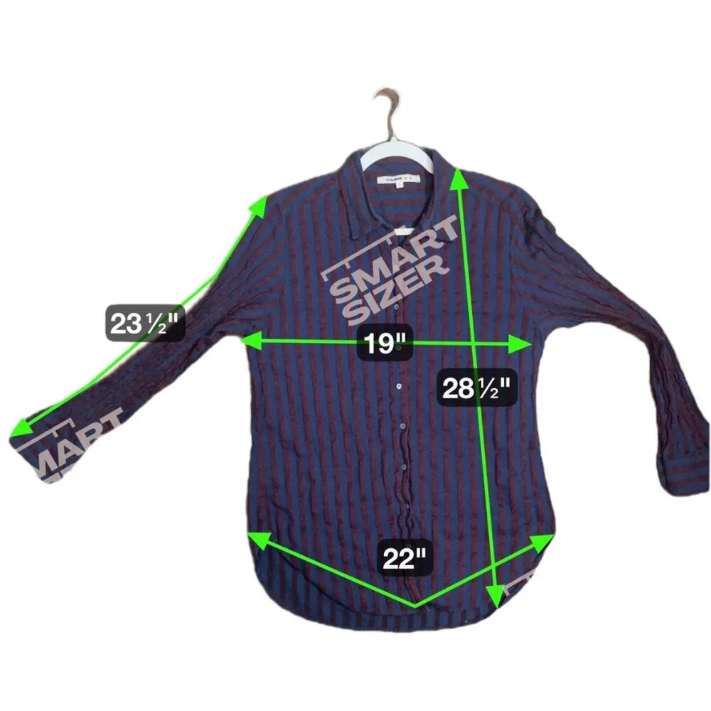 Xirena Beau Button Down Boyfriend Fit Shirt Women‎ S Blue Red Metallic Stripe